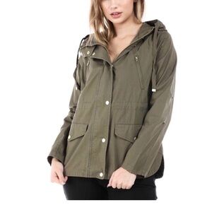 Love Tree Olive Hooded Utility Jacket
